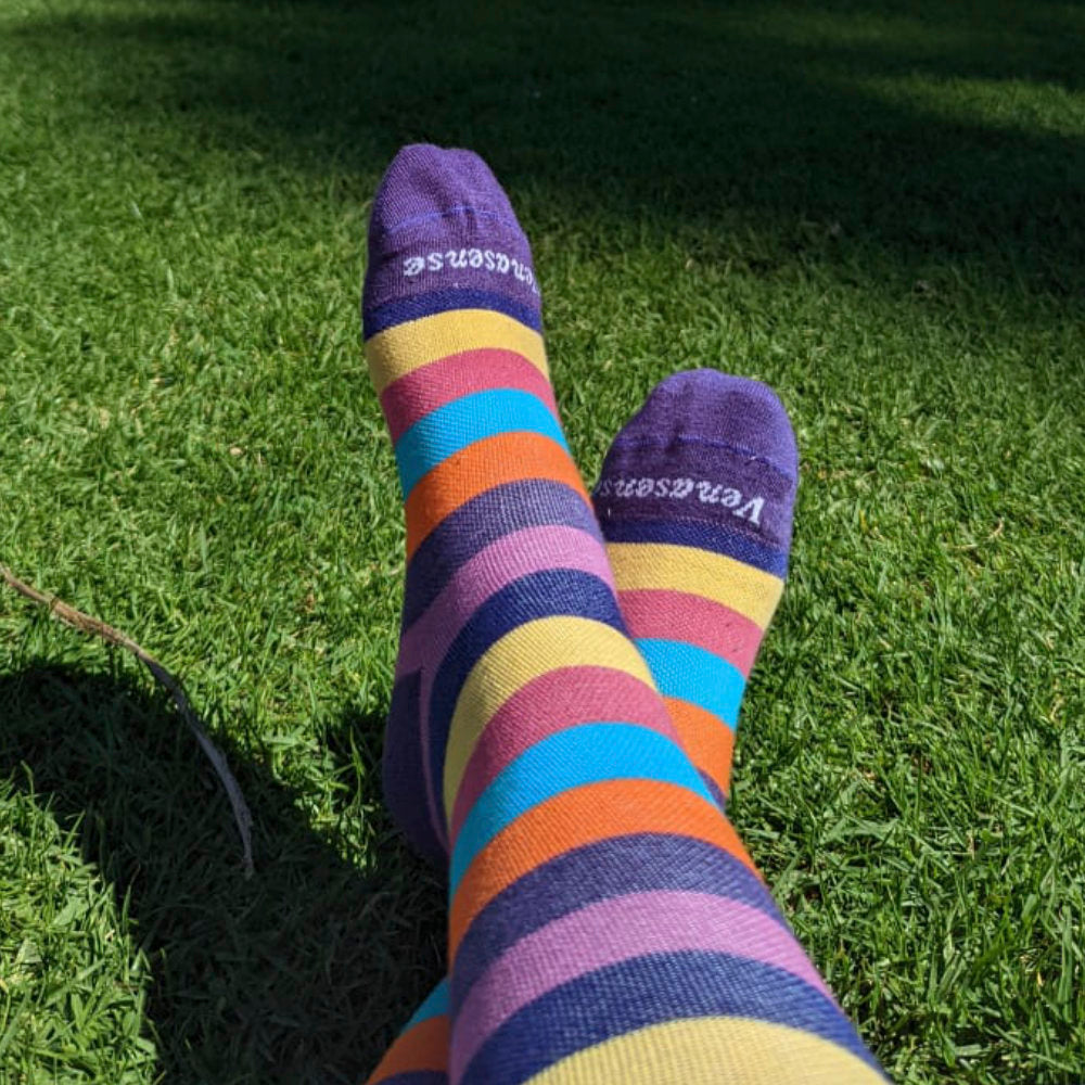 Knee-High Compression Socks - Pink Rainbow