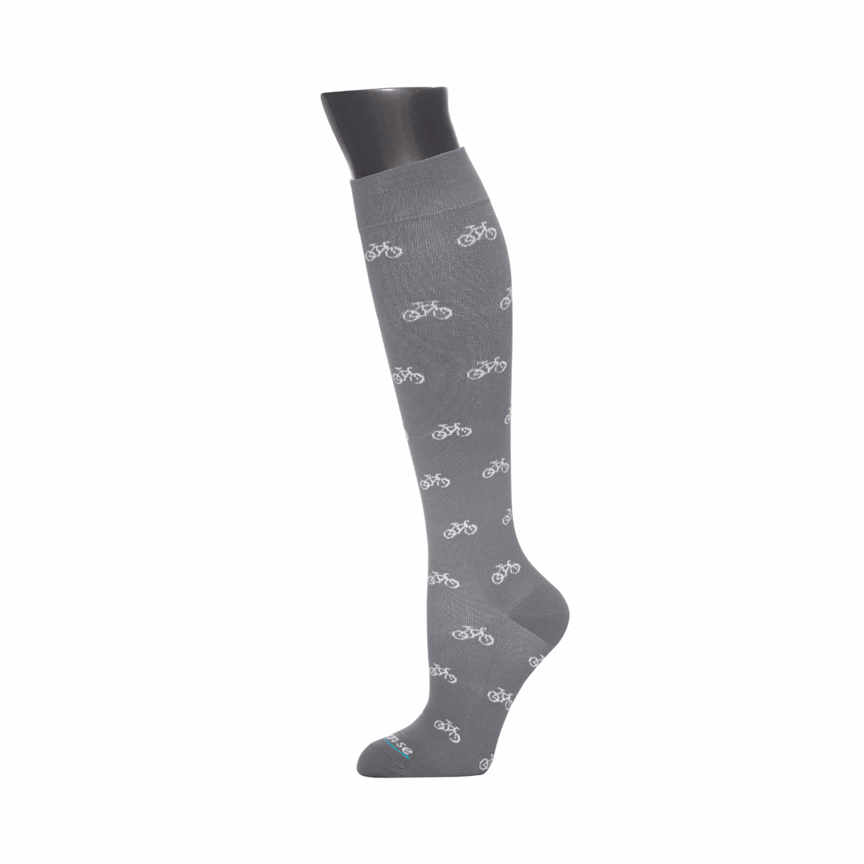 Venasense Knee-High Compression Socks in all four designs: Gray Bicycles, Rainbow Pink, Blue and Black