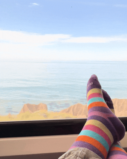 Friends wearing Venasense compression socks at a festival