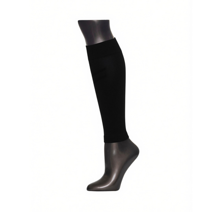 Athletic Compression Calf Sleeves in Black – on a mannequin leg, product photo