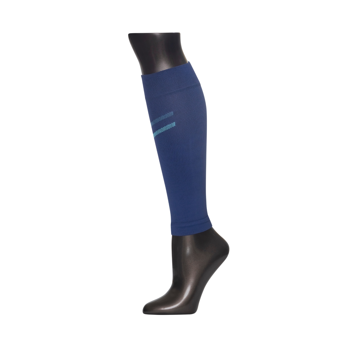 Athletic Compression Calf Sleeves in Blue – on a mannequin leg, product photo